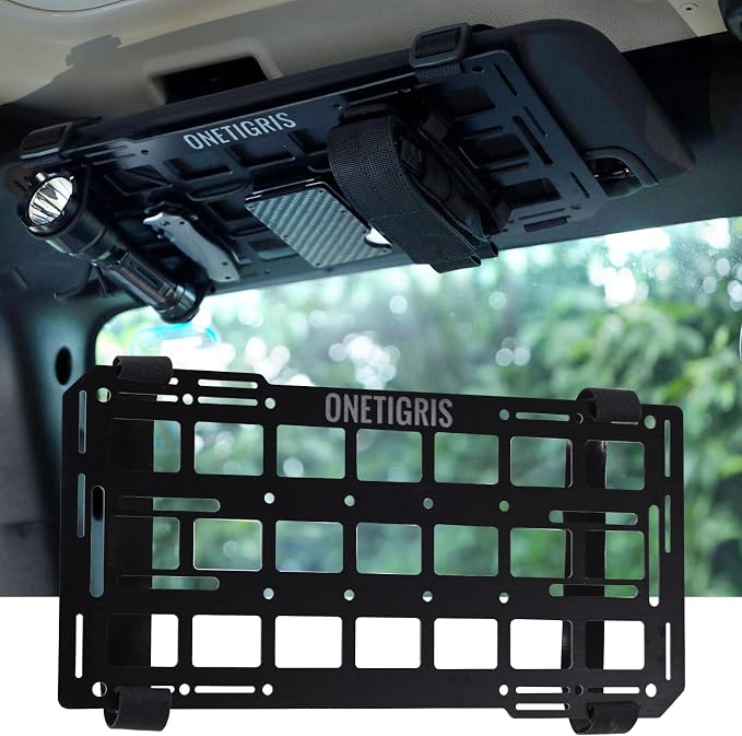 Molle Visor Organizer, Fiberglass Rigid MOLLE Panel, Tactical Versatile Car Sun Visor Organizer Interior Accessories Holder for Vehicle, SUV, Trucks