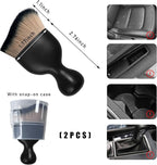 2PCS Car Interior Dust Brush, Soft Scratch Free Auto Detailing Brushes, Universal Vehicle Interior Cleaning Tool for Automotive Dashboard, Air Vents, Leather (Brown & Black)