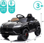 Electric Car for Kids 12V Licensed Lamborghini Ride On Car with Remote Control,Max Speed 2.5Mph,LED Lights,Music Players,Opening Doors,Spring Suspension,Toddler Cars to Drive (Black)