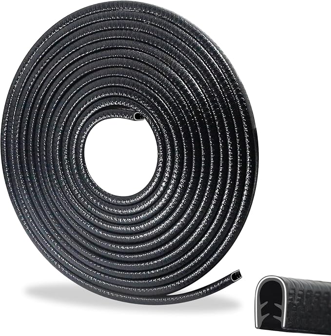 65.6FT Car Door Edge Guards Black, U-Shaped Car Door Protector with Metal Clips, No Adhesive Needed, for Most Cars