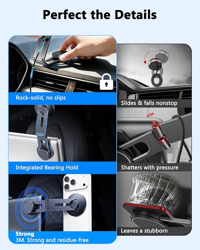 Tesla Phone Mount Charger: 15W Fast Charging Car Mount for Tesla Model 3/Y【Strongest Magnet & 100% Hidden】360° Adjustable Car Phone Holder for Magsafe iPhone & Android, Tesla Accessories, Carbon Fiber
