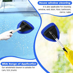 10 Pcs Windshield Cleaner Tool Car Window Cleaning Supplies with Extendable Handle Include 6 Washable Microfiber Bonnets 2 Empty 60ml Spray Bottle Glass Wiper Kit(Royal Blue)