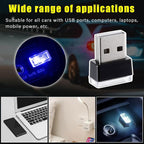4 PCS USB LED Car Interior Atmosphere Lamp, Plug-in USB Decor Night Light, Portable Auto Ambient Lighting Kit, Universal Vehicle Interior Accessories for Most Cars (White & Blue)