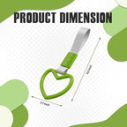 2PCS Heart Shaped Car Handle Straps, Rear Bumper Warning Keychain Ring for Car Exterior Accessories (Green-Silver)
