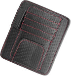 Car Sun Visor Organizer, Multifunctional Auto Visor Document Holder with Sunglasses Clip, Universal Car Interior Accessories Organizer for Drving License, Card, Pen (Carbon Fiber Black&Red)