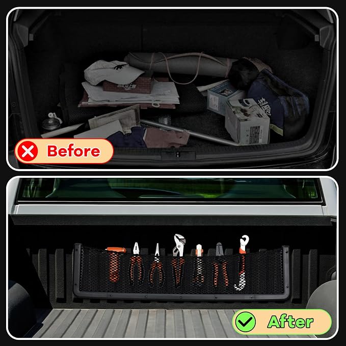 2 Pcs Boat Storage Net Bag, ABS Plastic Car Framed Mesh Net Holder, Phone & Cargo Organizer with Screws for Auto, Rv, Boat, Pontoon, Truck Pocket Storage (32 x 8 Inch)