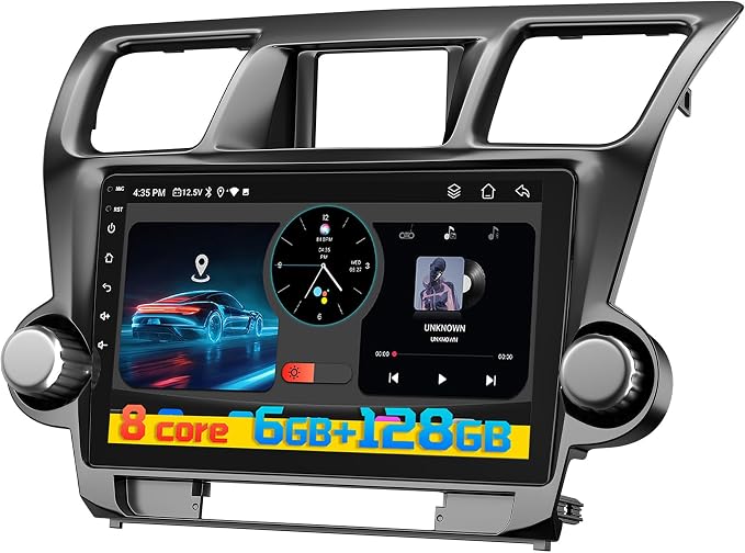 Car Radio for Toyota Highlander 2008-2013,8 Core 6GB+128GB | 10.2 Inch QLED Touch Screen, Carplay&Android Auto&Mirror Link,WiFi,GPS Navigation,Bluetooth5.0,FM&AM radio,Split Screen