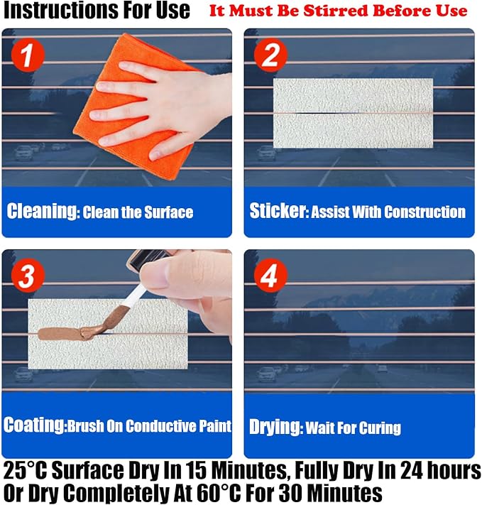 Copper Conductive Paint Repair Rear Defroster (Rear Window Defogger Repair Kit)-Extremely High Conductivity,Cures At Room Temperature,Diy Repair Quick And Hassle-Free,Corrosion Resistant,Does Not Oxidize