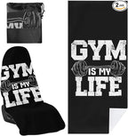 2 Pack Car Towel Seat Covers with Storage Bag, Multifunctional Towel for Gym Outdoor Sport, Picnic, Beach, Pet Dog Travel,Non-Slip Washable Car Seat Protector (Gym is Life)