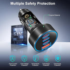 USB-C Car Charger, 2 Pack 4-Port 98W Car Charger USB C Fast Charger,3 USB-C & USB-A Car Cigarette Lighter USB Charger Fast Charging for iPhone 17/16/15/14 Series,iPad Pro,Galaxy S26/S25 Ultra,Pixel