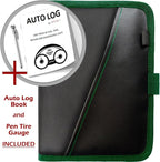 Glove Box Compartment Organizer - Car Document Holder - Owner Manual Case Pouch - Vehicle Storage Wallet for Registration & Insurance Card - Premium Auto Paperwork Holder - Log Book included - Green