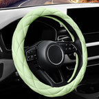 YHONGJT Cute Soft Microfiber Leather Anti-Slip Steering Wheel Cover, Universal 15 Inch for Women Girls, Fit Vehicles, Sedans, SUVs, Vans, Trucks - Neon Green