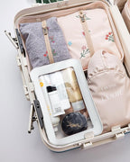 Clear Toiletry Bag,Portable Travel Makeup Pouch with Zipper, TSA Approved Organizer Sunscreen Bag Clear Makeup Toiletry Pouch Beach Vacation Essentials for Women Teen Girls (White)