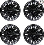 Hubcap Wheel Cover Replacement R14 Hub Caps Universal-Fit Steel Wheel Rim Cover ABS Material Exterior Accessories for Car Truck SUV -Set of 4（14-inch，Black）