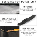 Hanging Car Trash Can with 4 Storage Pockets, Waterproof Leakproof Oxford Auto Garbage Bag, Adjustable Garbage Bag, Foldable Car Trash Bin Fit for Truck, SUV, Home, Office