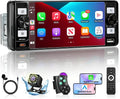 Single Din Radio Car Stereo with Wireless Apple Carplay & Android Auto, 5.7" IPS Touchscreen Car Stereo with Bluetooth 1080P Backup Camera Mirror Link Navigation Type-C Fast Chaging USB FM/AM EQ Mic
