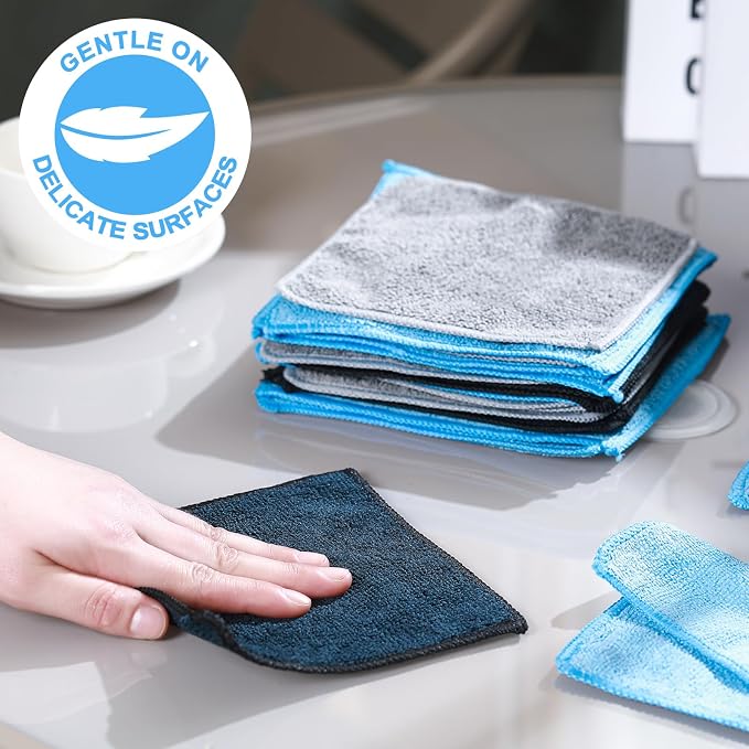 Cleaning Cloth Dry Erase Cloth Cleaning Rags Reasonable Kitchen Towels Microfiber Towels Cars Wash(6 x 6 Inch,Blue/Gray/Black,30 Pcs)