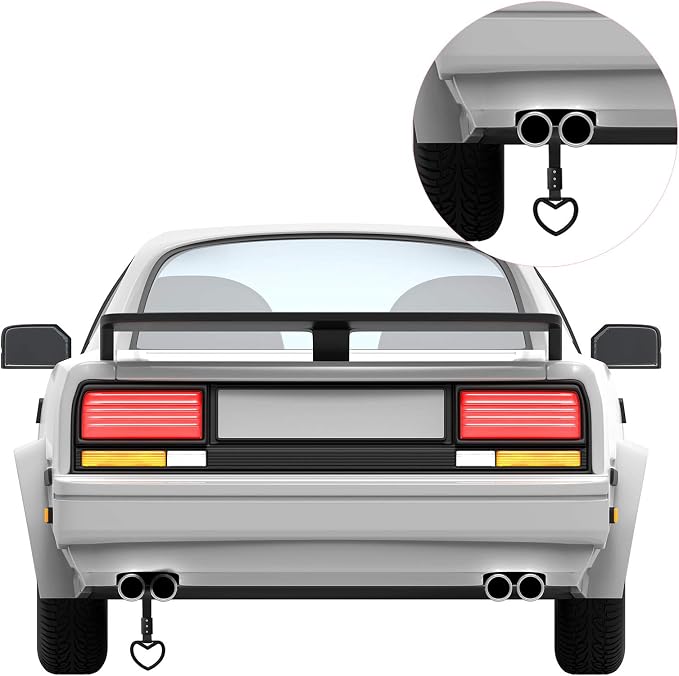 2 Pieces Rings Heart Shaped Car Handle Straps Drift Charm Rear Bumper Warning Ring Decor Subway Bus Broken Heart Handle for Car Interior(Black)