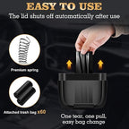 2 Packs Car Trash Can with Lid，Built-in Storage Garbage Bag，Leakproof Vehicle Trash，Car Accessories for Interior,Mini Garbage Bin for Automotive, Office, Kitchen,Bedroom，with 60pcs Trash Bags