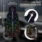 2PCS Car Seat Back Storage Headrest Hooks, Dog Paw Purse Holder Bags Hanger, PU Leather Double Metal Hook for Backseat Organizer, Women Car Accessories Organization