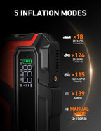 M10 6000A 150PSI Car Jump Starter with Air Compressor - 12V Portable Battery Booster (All Gas/12.0L Diesel), Smart Tire Inflator, Heavy-Duty Jumper Cables, Power Bank, LED Light, Storage Case