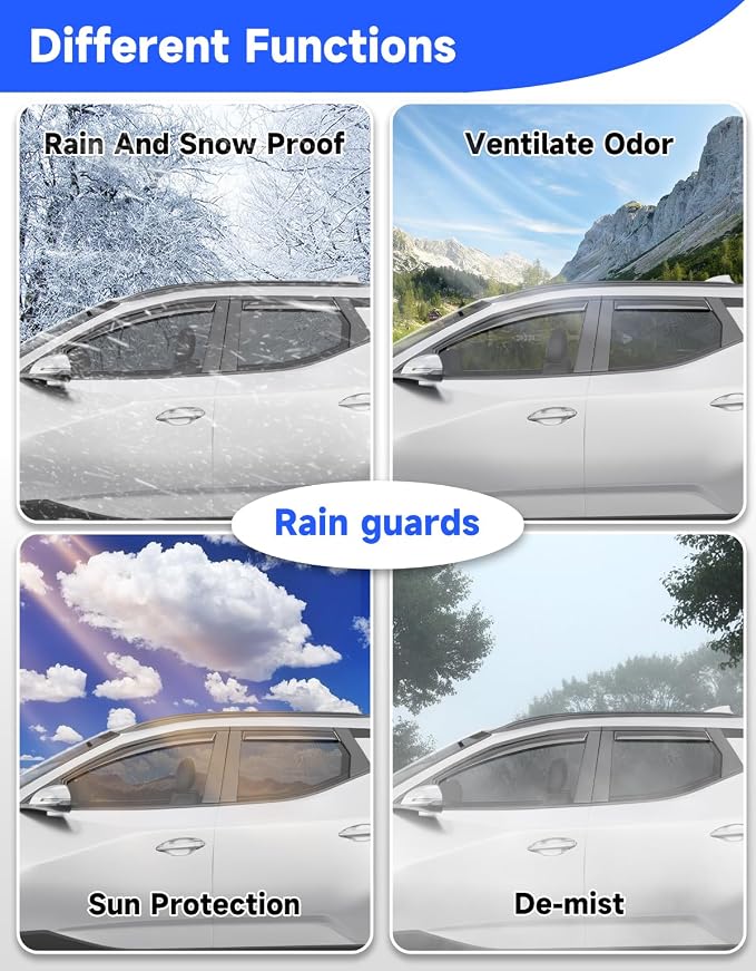 in-Channel Rain Guards Fit for Hyundai Santa Cruz 2022 2023 2024 2025 2026, Window Rain Guards Visors Vent Visors Window Deflector Vent Shades Car Accessories -4 pcs