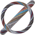 Blue Woven Saddle Blanket Steering Wheel Cover for Cars SUV Van Truck Auto - Driver Grip 15 inch