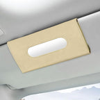Car Tissue Holder, Auto Sun Visor Napkin Holder Hanging Paper Towel Dispenser with Tissue Refill, Premium Leather Napkin Case Mask Organizer for Backseat & Visor, Car Accessories (Beige)