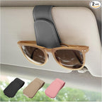 2 Pack Magnetic Leather Sunglass Holder, Eyeglass Hanger Clip for Car Sun Visor, Suitable for Different Size Eyeglasses(Gray, 2 Pack)