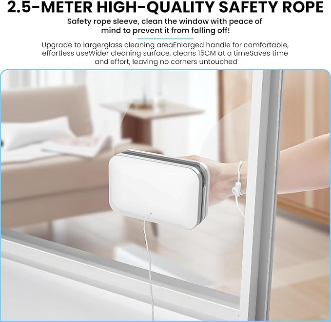 Magnetic Window Cleaner - Windshield Cleaner Tool, Double-Sided Magnetic Glass Cleaner with Anti-Falling Rope, 3-10mm Thickness for Car & Home High Rise Glass