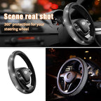 Steering Wheel Cover, Bling Crystal Rhinestones Auto Wheel Protector, Sparkly Cover Universal Fit Diverse 14.5-15 inch Steering Wheel, Interior Decor Car Accessories (Black)