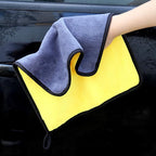 Ultrasoft, Large, Thick and Quick Drying Car Microfiber Cleaning Towel 800GSM Polishing Waxing Auto Detailing Towel Cloth (6pack,16 x 16inches) (Grey-Yellow)