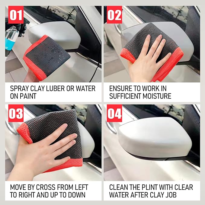 Clay Decontamination Towel 2pack- Professional Detail Products - Proven Cleaning & Release of Paint Contaminants; Increase Wax & Sealant Bond; Enhance Paint Gloss & Color; Fine Grade (12x12”)