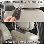 Leather Headrest Hooks for Car, 2 Pack Premium Car Seat Back Storage Hooks with Double Metal Hangers for Purses, Handbags, Groceries and Backpacks, Universal Heavy Duty Car Purse Holder Accessories