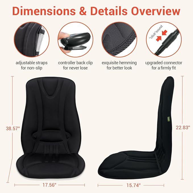 Heated Seat Covers with Fast Heat, Heating Pad for Chairs | Universal Seat Warmer for Home Office and More Use, Comfortable Full Back & Seat Cover with 3 Heating Levels, Winter Gift