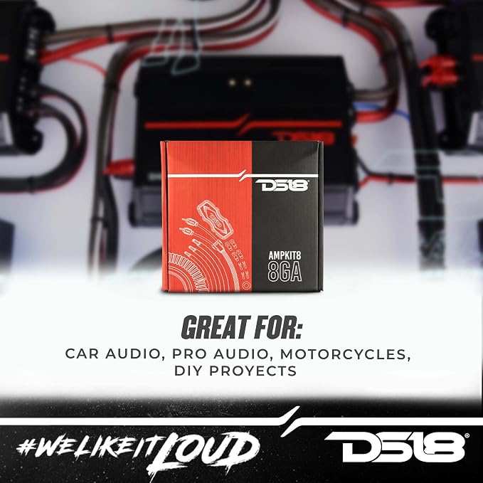 AMPKIT8 8 Gauge Amp Kit Amplifier Install Wiring 8 Ga Pro Installation Cables, 800 w (8 Gauge)