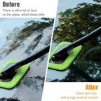 Car Windshield Cleaning Tool, Microfiber Vehicle Window Cleaner with 5 Washable Reusable Cloth Pad & 1 Spray Bottle, Automotive Glass Wiper Cleaning Kit Accessories, Universal Fit (Green)