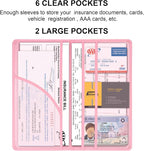 Car Registration and Insurance Holder, Car Accessories Vehicle Glove Box Car Organizer Women Car Accessories with Magnetic Shut for Cards, Essential Document, Driver License, Pink