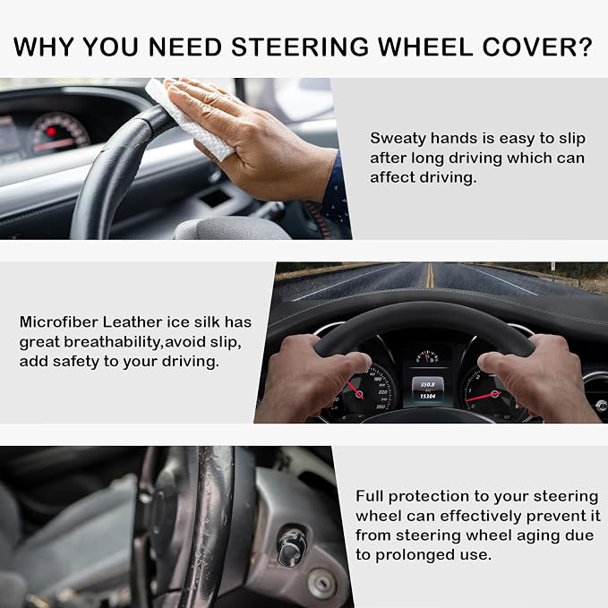 Steering Wheel Cover, Woodland Mushroom Plants Steering Wheel Cover for Women Anti-Slip Universal Mushroom Car Accessories 15 inch Steering Wheel Protector Fit Auto SUV Sedan Vans Trucks