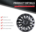 Wheel Cover for Tesla Model 3 Highland (2023-2025) Hubcaps 18 inch Hubcaps 4PCS Rim Covers Full Rims Matte Black Hub Cap ABS Replacement Model 3 Accessories