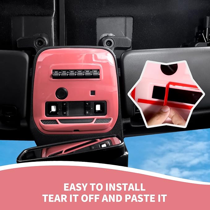 for Bronco Front Reading Light Panel Trim Cover Compatible with 2021-2025 Ford Bronco Interior Accessories 2-Door 4-Door, Pink (with AUX Switches)