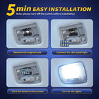 Car Interior LED Lights Accessories with 194 168 T10 / BA9S / DE3175 6418 211-2 578 Festoon Adapters, 48-SMD Panel Lamps for Dome Map Door Trunk Courtesy License Plate Lights (6000K White)