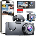 Dash Cam Front and Rear Inside, 3 Channel 4K+1080P Dash Camera for Cars, Free 32GB Card Included, App Control, 2” IPS Screen, G-Sensor, Loop Recording, Night Vision, 170°Wide Angle, Parking Monitor