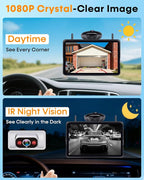 Wireless Backup Camera for Towable-RV: 1-Second Magnetic No Wiring Long Distance Signal for Thor/Forest River Series RVs - 7.3" Recording Monitor HD 1080P Auto Sleep Solar RV Backup Camera