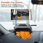 2 Pcs 12v 150w Car Heater for Vehicle Plugs into Cigarette Lighter with 360° Rotatable Base, 2 in 1 Portable Winter Windshield Defroster Electric Defogger Warmer for Car Suv Universal(Black)