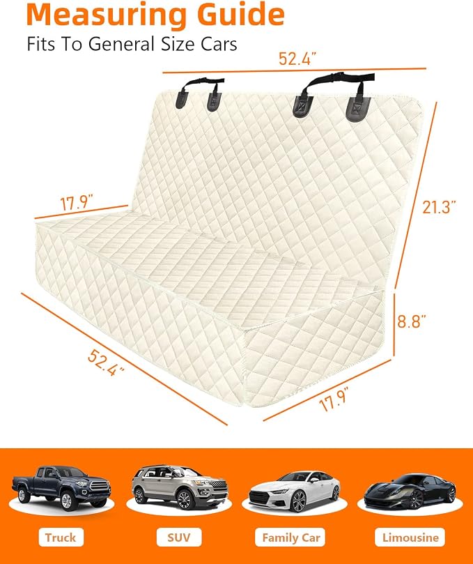 Waterproof Scratchproof Pet Bench Seat Covers for Cars, SUVs, Nonslip Durable Back Seat Cover for Dogs, 600D Oxford Fabric, Machine Washable