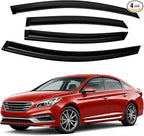 Sonata Rain Guards - Window Visors for Hyundai Sonata 2015-2019, Outside-Mount Tape-On Side Window Wind Deflectors for Hyundai Sonata Accessories, Vent Visors Shades Rainproof Black 4PCS