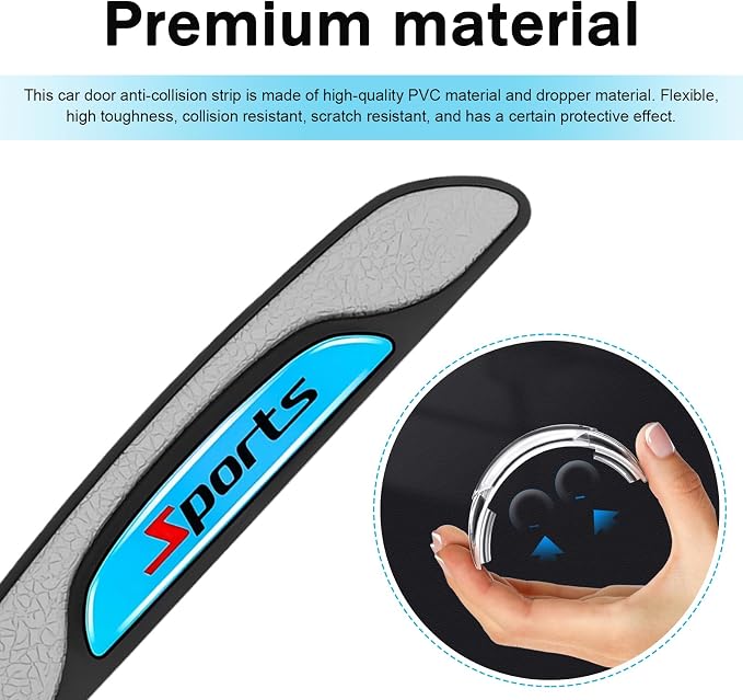 4 PCS Car Door Edge Guards, Luminous Anti-Collision Car Door Protector, Anti-Scratch Vehicle Side Door Edge Guard Trim, Universal for Most Cars, Sedans, Trucks, SUVs (Gray)
