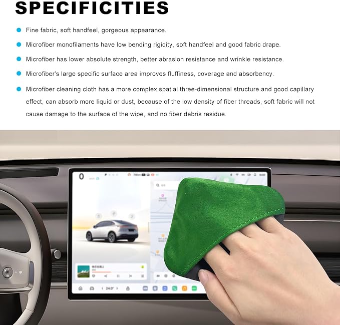 2 PCS Car Screen Cleaner, Microfiber Auto Screen Cleaning Pad, Foldable Touch Screen Cleaner Cloth for Vehicle Dashboard LCD Display, Car Cleaning Kits (Green&Gray)