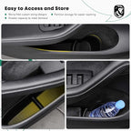 4 Pcs Door Side Storage Box Fit for Tesla Model Y 2020 2021 2022 2023, TPE Car Door Organizer Tray Handle Protector Anti-slip for Front Rear - Black